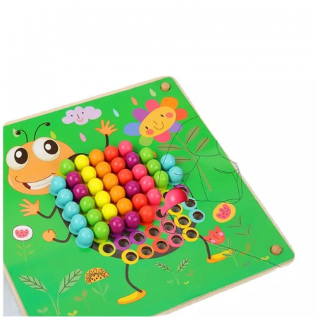 Joc Educativ de creatie Fun Mushroom din lemn cu pini peg, multicolor, 89 piese [2]