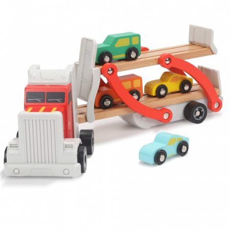 Camion din lemn cu platforma si masinute Top Bright, multicolor [5]