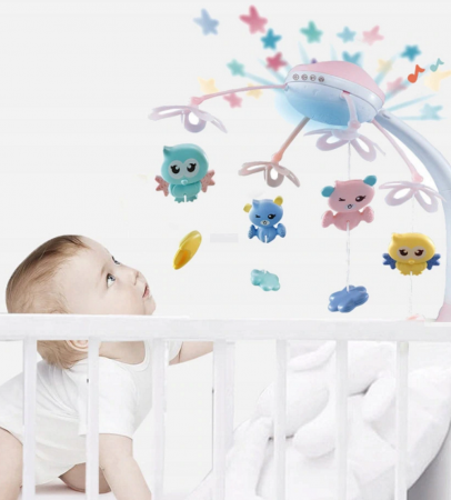 Carusel Interactiv Rotire 360°, Efecte Luminoase si Sonore, 500 Melodii, Roz [5]