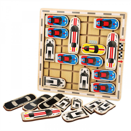 Joc din Lemn Montessori 3D, Parcare Masini, multicolor [0]