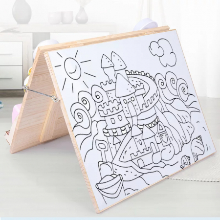 Placa senzoriala Busy Board 2 in 1 din lemn in stil Montessori [2]