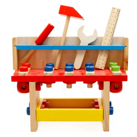 Banc de scule din lemn cu suruburi Puzzle Tools, 48 piese, multicolor [0]