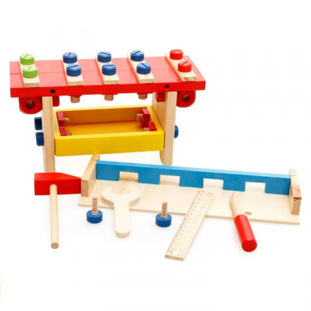 Banc de scule din lemn cu suruburi Puzzle Tools, 48 piese, multicolor [3]