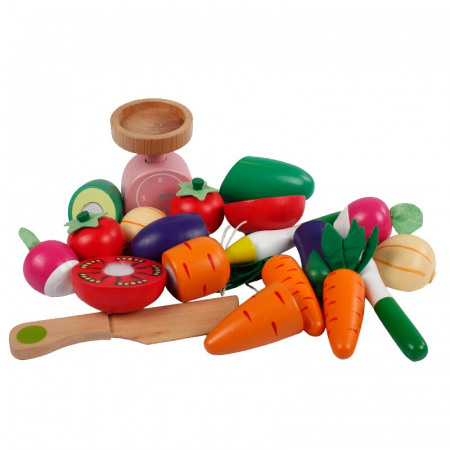 Stand jucarie Legume din lemn de feliat Vegetable Shop [4]