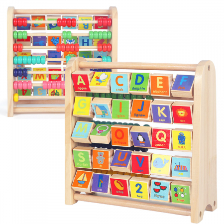Alfabetar si Abac din Lemn 2 in 1 in limba Engleza, multicolor [1]