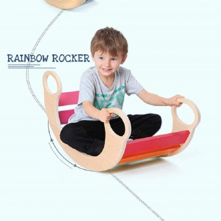 Balansoar din lemn Rainbow Rocker Montessori, multicolor [4]
