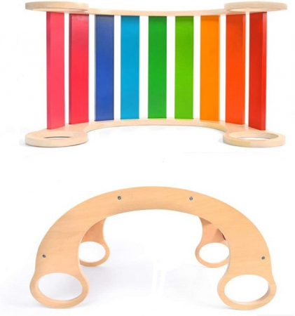 Balansoar din lemn Rainbow Rocker Montessori, multicolor [2]