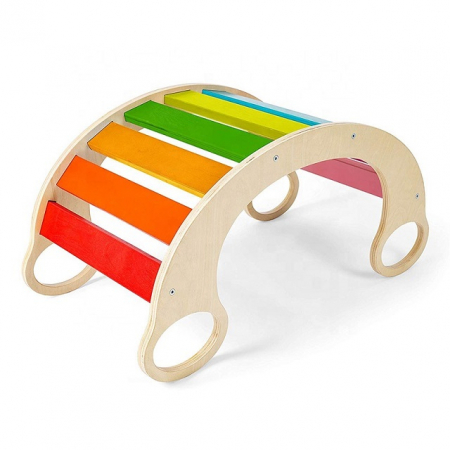 Balansoar din lemn Rainbow Rocker Montessori, multicolor [1]