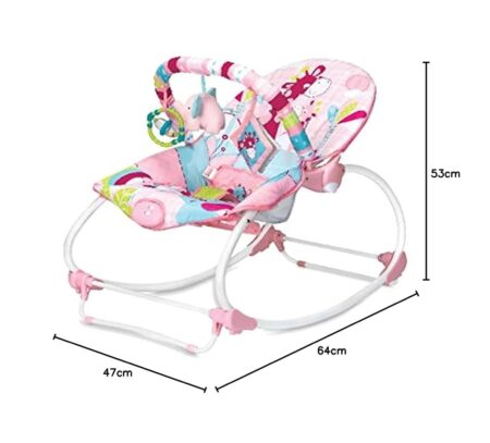 Balansoar electric 2 in 1 si scaunel, Melodii si Vibratii, Roz [6]