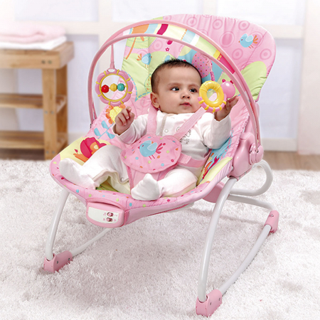 Balansoar electric 2 in 1 si scaunel, Melodii si Vibratii, Roz [2]