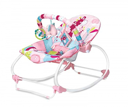 Accesorii si articole bebelusi - Balansoar electric 2 in 1 si scaunel, Melodii si Vibratii, Roz