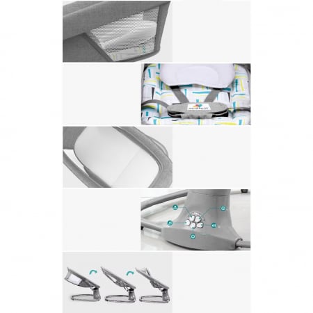 Balansoar electric 3 in 1 Mastela, bluetooth, telecomanda, gri [8]