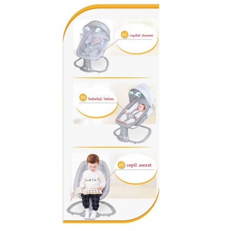 Balansoar electric 3 in 1 Mastela, bluetooth, telecomanda, roz [12]