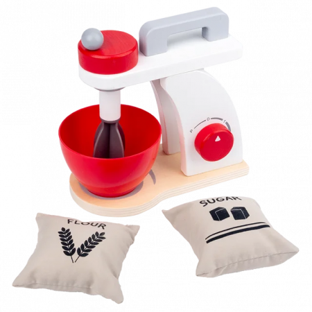 Jucarii Montessori din lemn - Blender din lemn cu accesorii, multicolor
