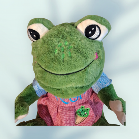 Broscuta Vesela din plus cu rochie, 30 cm, verde [3]