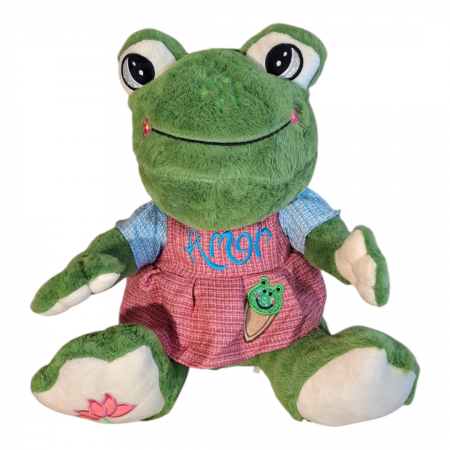 Broscuta Vesela din plus cu rochie, 35 cm, verde [1]