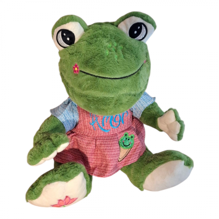 Jucarii din plus - Broscuta Vesela din plus cu rochie, 40 cm, verde