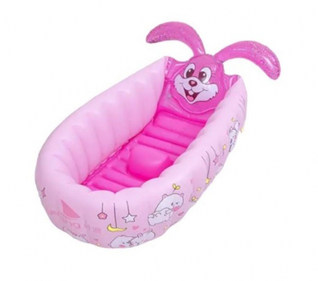 Colaci, piscine si accesorii inot - Cadita de baie gonflabila pentru bebelusi , Iepuras, roz