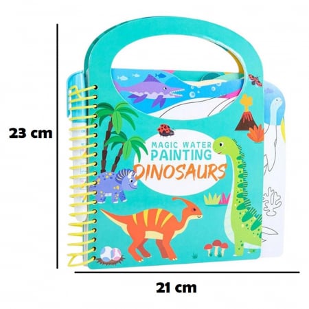 Carte de colorat cu apa Reutilizabila Magic Water Painting Dinosaurs, 14 pagini [4]