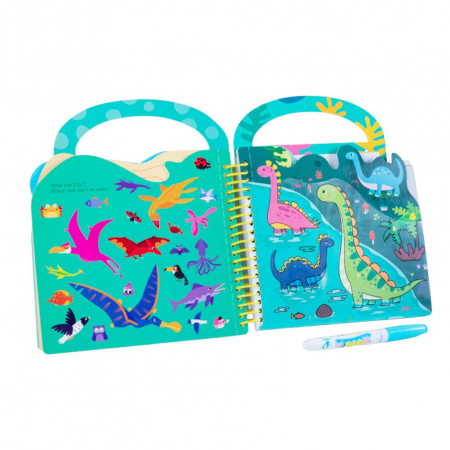 Accesorii Craft - Carte de colorat cu apa Reutilizabila Magic Water Painting Dinosaurs, 14 pagini