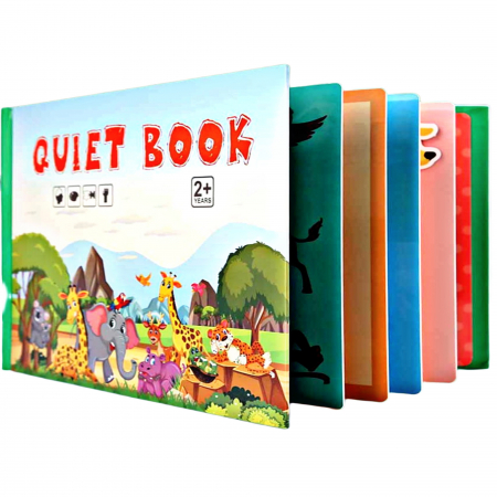 Accesorii Craft - Carte educativa cu stickere reutilizabile Quiet Book - Animale, 10 pagini