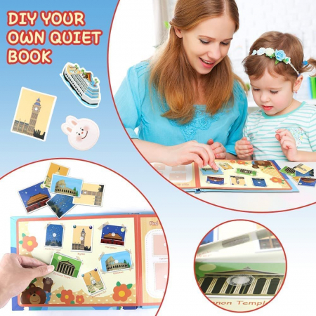 Carte educativa cu stickere reutilizabile Quiet Book - Calatorie in jurul lumii, 10 pagini [5]