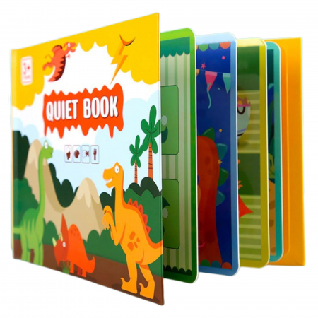Accesorii Craft - Carte educativa cu stickere reutilizabile Quiet Book - Dinozauri, 10 pagini