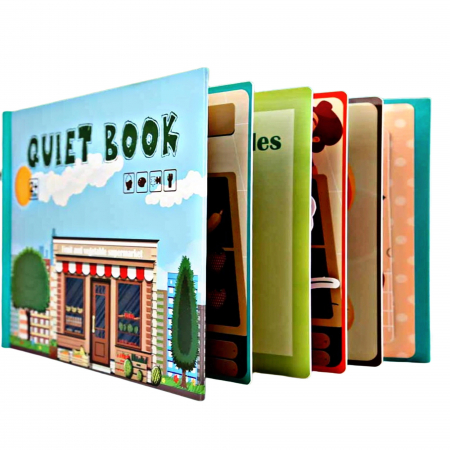 Accesorii Craft - Carte educativa cu stickere reutilizabile Quiet Book - Fructe si Legume, 10 pagini