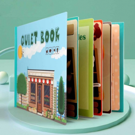 Carte educativa cu stickere reutilizabile Quiet Book - Fructe si Legume, 10 pagini [5]