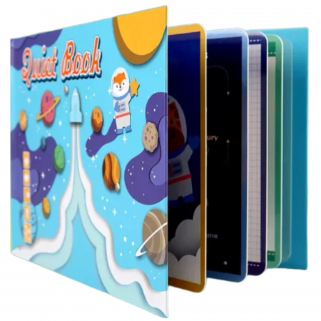 Accesorii Craft - Carte educativa cu stickere reutilizabile Quiet Book - Spatiu Cosmic, 10 pagini