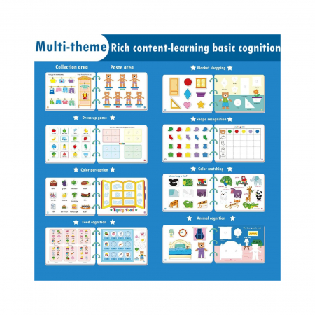 Carte educativa cu stickere reutilizabile Quiet Book Ursuletul, multicolor [2]