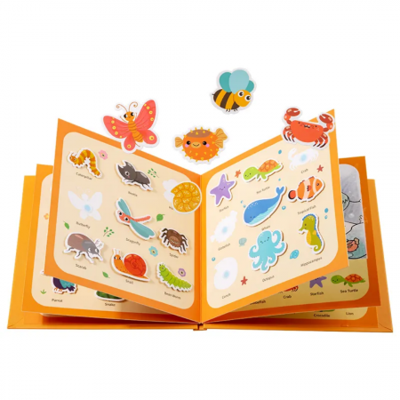Carte educativa cu Stickere Reutilizabile si Pictura cu Apa Quiet Book Animale, multicolor [4]