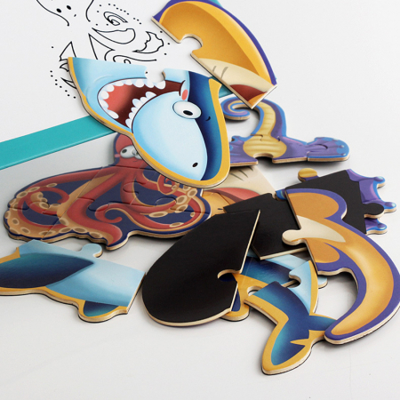 Carte magnetica 2 in 1 Puzzle si Desen pe Puncte Join the Dots - Animale Marine [2]