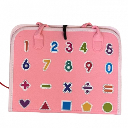 Carte senzoriala tip geanta cu activitati busy board, roz [3]