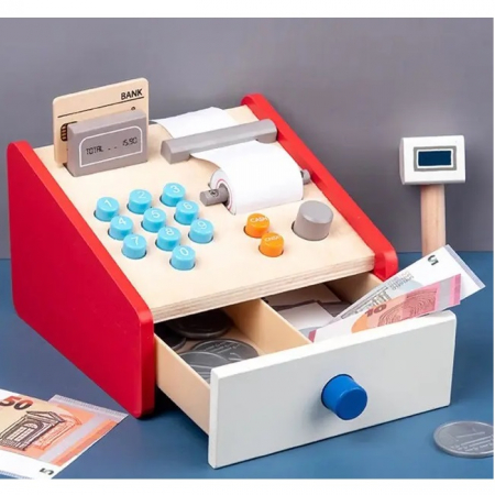 Casa de marcat din lemn cu accesorii pentru copii, multicolor [4]