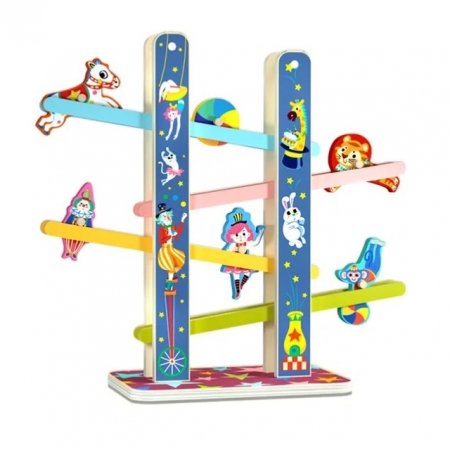 Jucarii Montessori din lemn - Cascada Acrobatilor Jucarie din lemn, Pista cu etaje, multicolor