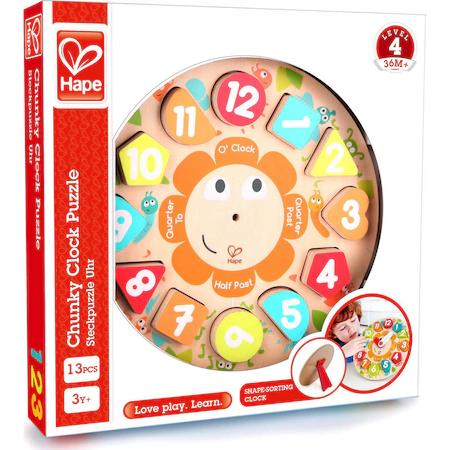 Ceas din lemn Hape - Chunky Clock