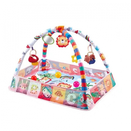 Centru de Activitati, Saltea si Tarc de joaca 2 in 1, 8 bile, multicolor [0]