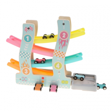 Circuit din lemn cu 4 piste si masinute, multicolor [1]