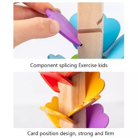 Circuit din lemn cu bile din sticla, Pagoda Ball Game, 28 cm, multicolor [6]