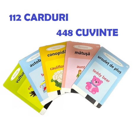 Cititor carduri in limba Romana si Engleza cu 448 cuvinte, 224 imagini, dezvoltare vocabular, albastru [1]