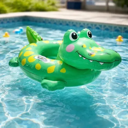 Colac Crocodil cu chilotel si manere pentru copii, 72x55 cm, verde [3]