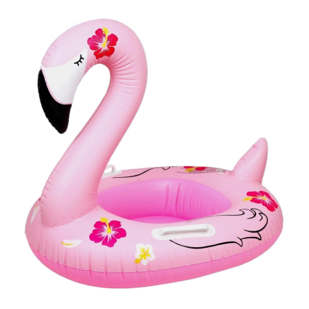 Colaci, piscine si accesorii inot - Colac Flamingo cu chilotel si manere pentru copii, 70x55 cm, roz