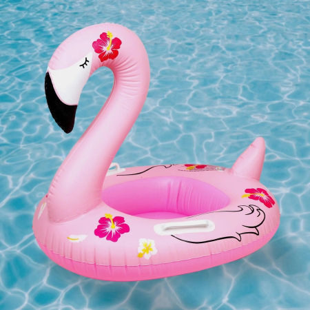 Colac Flamingo cu chilotel si manere pentru copii, 70x55 cm, roz [2]