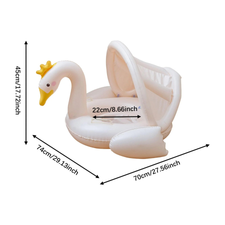 Colac gonflabil barcuta cu parasolar detasabil si suport pentru copii, Lebada, alb [3]