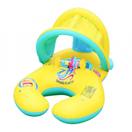 Colac gonflabil mama si copilul, parasolar detasabil si suport pentru copil, galben [0]