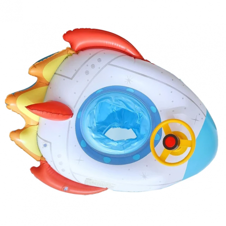 Colaci, piscine si accesorii inot - Colac gonflabil Racheta cu volan si suport pentru copii, multicolor