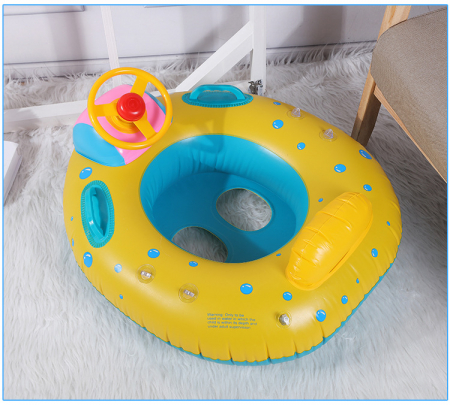 Colac gonflabil Summer Sea cu volan, acoperis si suport pentru copii, model Barcuta, multicolor [1]