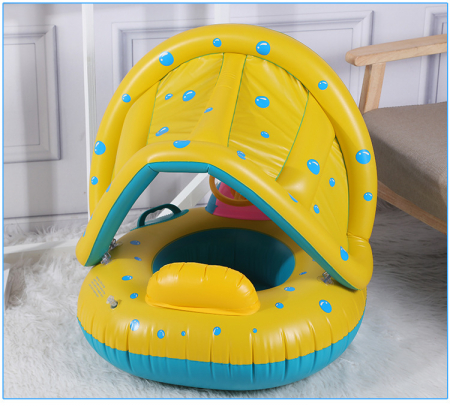 Colac gonflabil Summer Sea cu volan, acoperis si suport pentru copii, model Barcuta, multicolor [4]