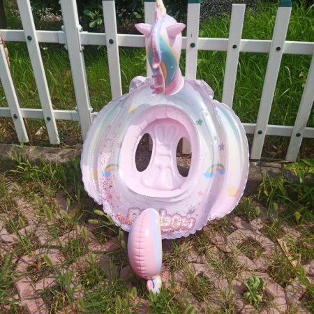 Colac gonflabil Unicorn Rainbow cu suport pentru copii, multicolor [5]